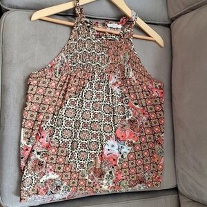 Christian Siriano Smocked Boho Halter Top Size Small